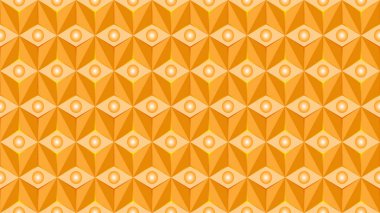 Parlayan daireler ve modern geometrik tasarım arka planı ve vektör çizimine sahip soyut dikişsiz 3D altın küp deseni