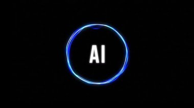 Yapay Zeka Yapay Zeka Parlayan Mavi Dalga Biçimi Siyah Arkaplanda Yüzük Canlandırması