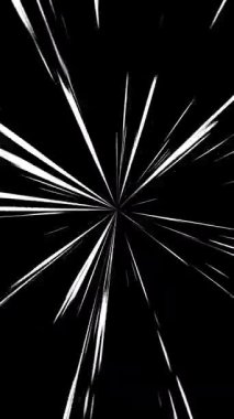 Güçlü beyaz hız çizgileri Radyal çizgi ışık animasyonu siyah arkaplan üzerinde hareket ediyor