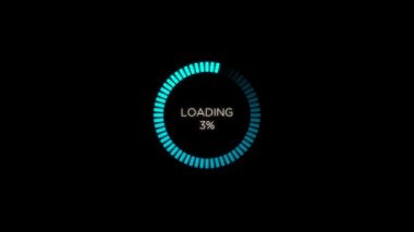 Gösterge ilerleme çubuğu çember animasyonu yükleniyor ve 0-100 parlayan ışık içeren sayılar