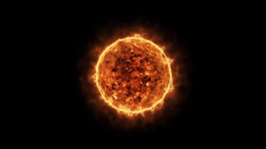 Aydınlatılmış bir güneş küresi parlayan dairesel bir ateş çemberi ile animasyonu döndürür