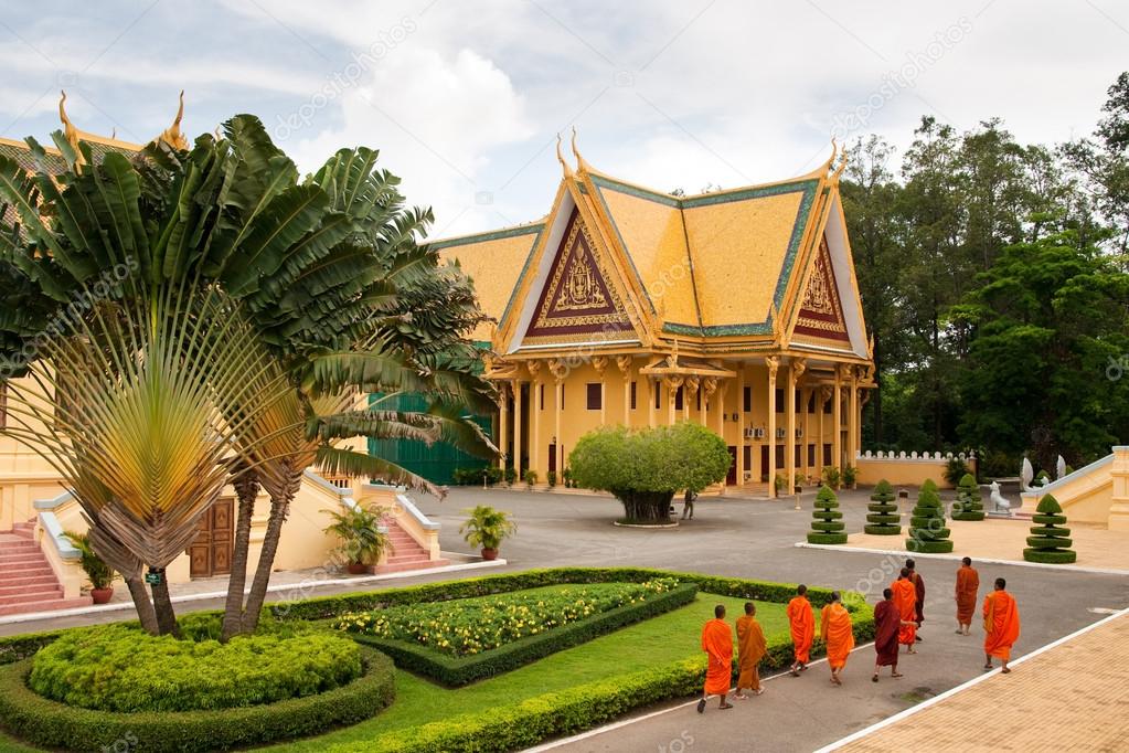 Cambodia Monks Walking
