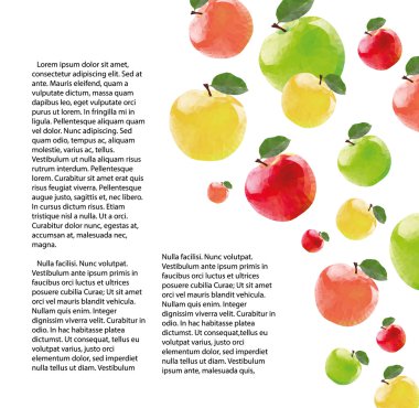Sarı, kırmızı ve yeşil elma ile desen