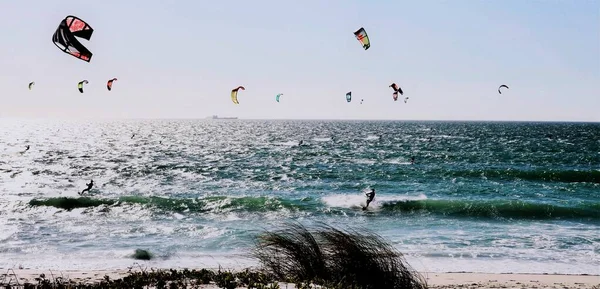 Seascape Kitesurfer Having Fun Atlantic Ocean — Stock Fotó