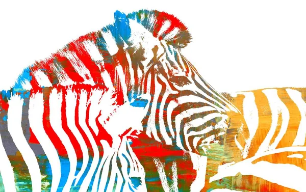 Närbild Grupp Zebras Abstrakt Stockbild