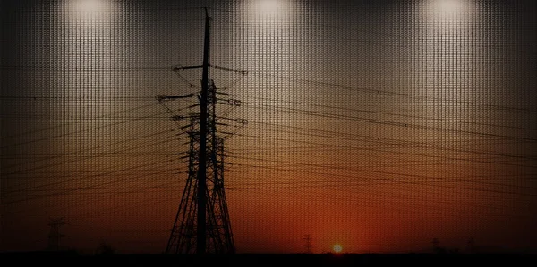 Power lines at sunrise — Stock Photo, Image