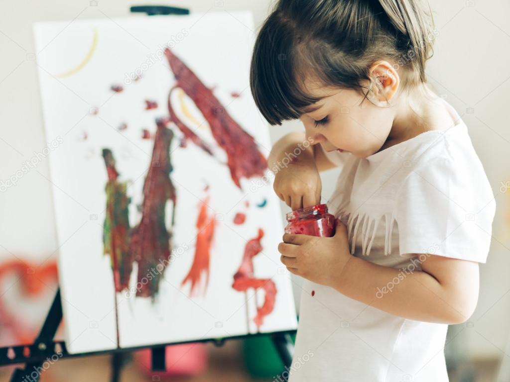 Little child painting — Stock Photo © SerbBgd 112121826