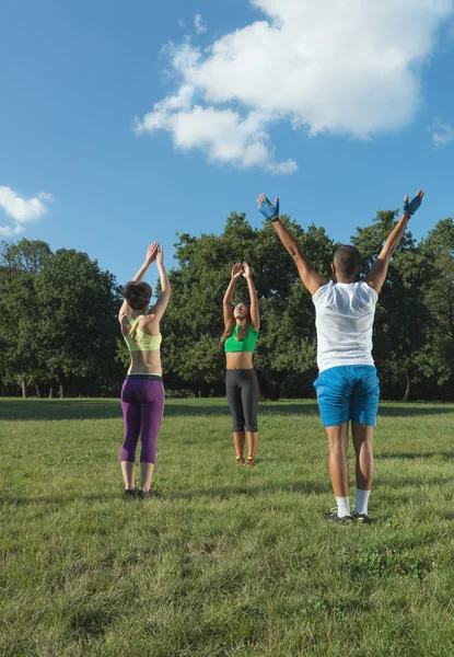 Ejercicio de grupo de personas. Fitness al aire libre . — Foto de Stock