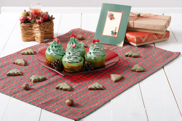 Christmas cupcake on the table. — Stock Photo, Image
