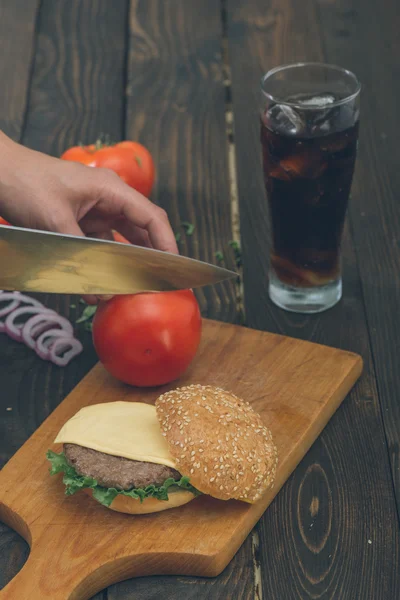American Beef Burger mit Käse — Stockfoto