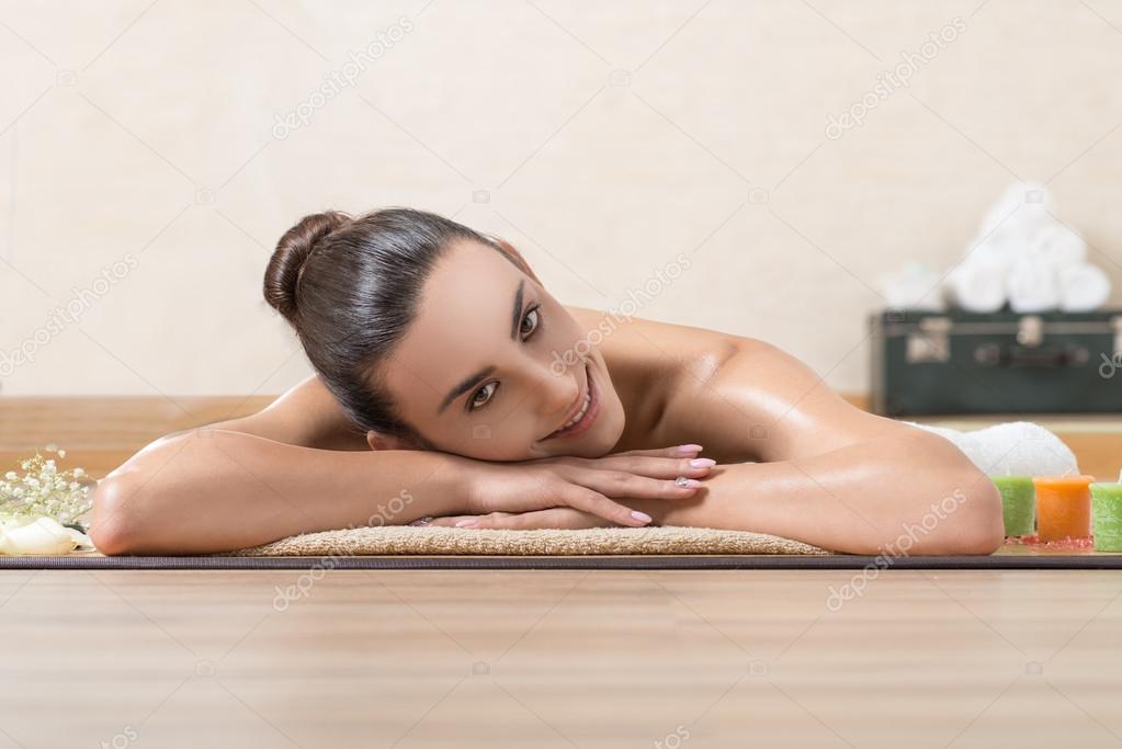 Beautiful Woman Lying on a Massage Table.