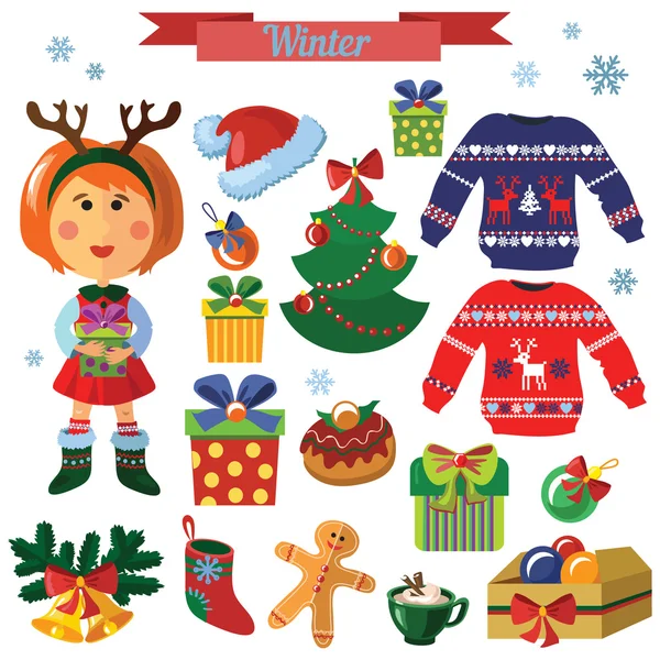 Vector Christmas set — Stock Vector