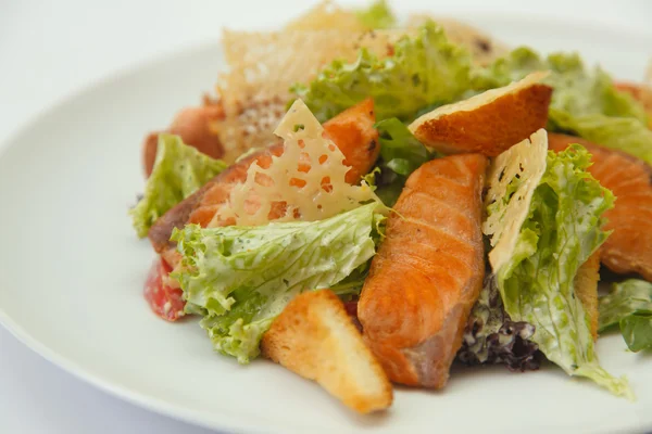 Cesar salad with salmon — Stock Photo, Image