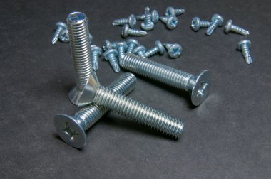 Cıvata ve vidalar Grey. Sol dik cıvata (ön ışık)