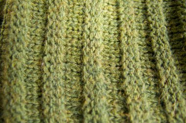 Yün doku arka plan, örme yün kumaş, yeşil tüylü Fluf