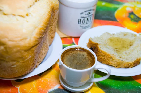 Breakfast Scene. Coffee Bread and Honey