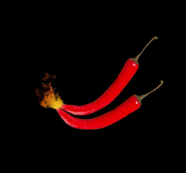 Hot chili pepper with fire — Stock Photo, Image