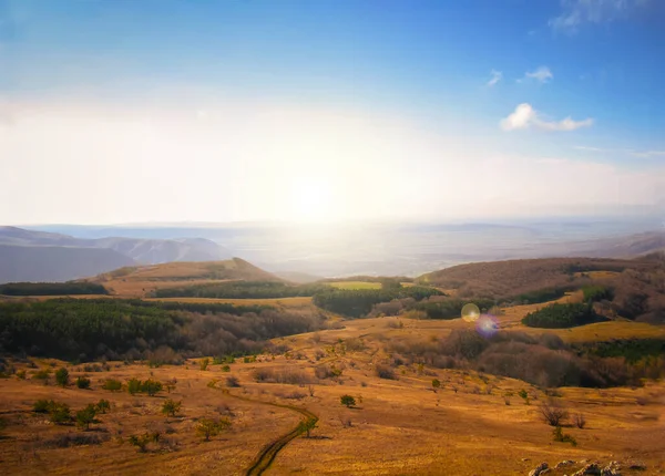 朝の山の風景 ストックフォト — ストック写真