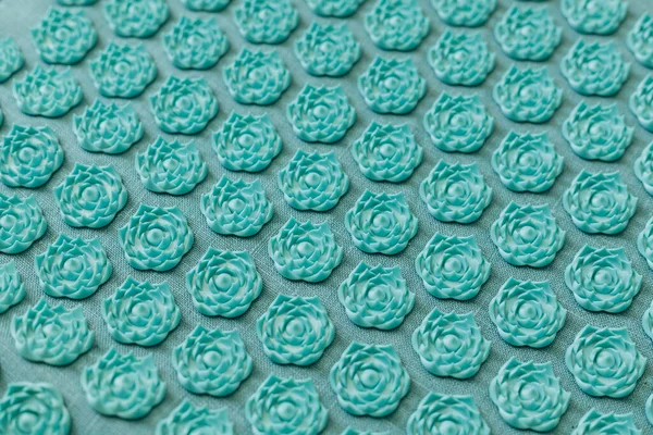 Masaje alfombra de acupuntura. Medicina china alternativa, estera con agujas — Foto de Stock