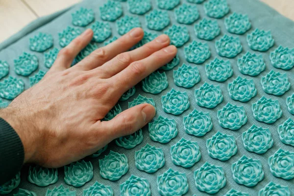 Massage acupuncture rug. Alternative china medicine, mat with needles — Stock Photo, Image