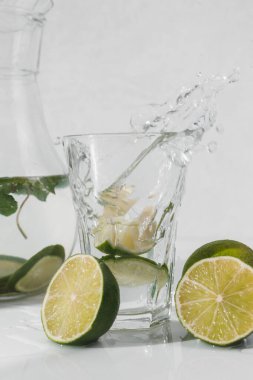Limonlu meyve ve nane yapraklı detoks suyu. Nane Taze ev yapımı limonata