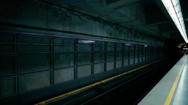 Avusturya metro istasyonunda metro treni geçiyor..