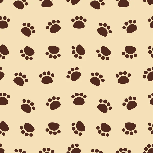 Seamless Pattern Brown Animal Footprints Beige Background — Stock Vector