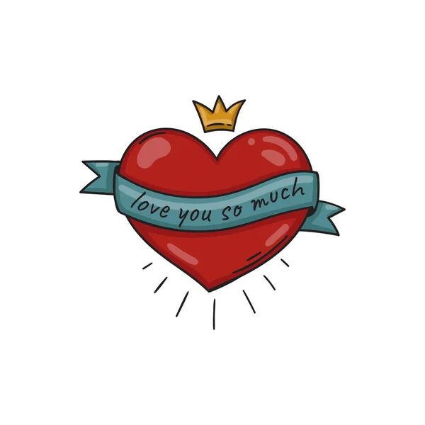 Alla Hjärtans Dag Gratulationskort Med Rött Hjärta Förklaring Kärlekskort Älskar — Stock vektor