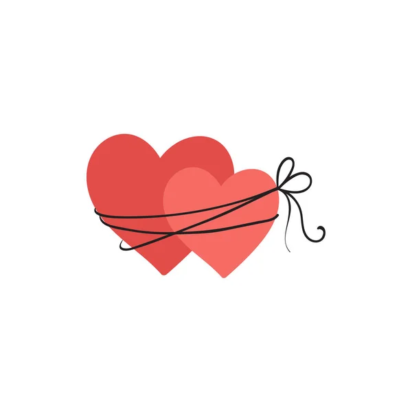 Bunden Två Hjärtan Illustration Ikon För Alla Hjärtans Dag Bröllop — Stock vektor