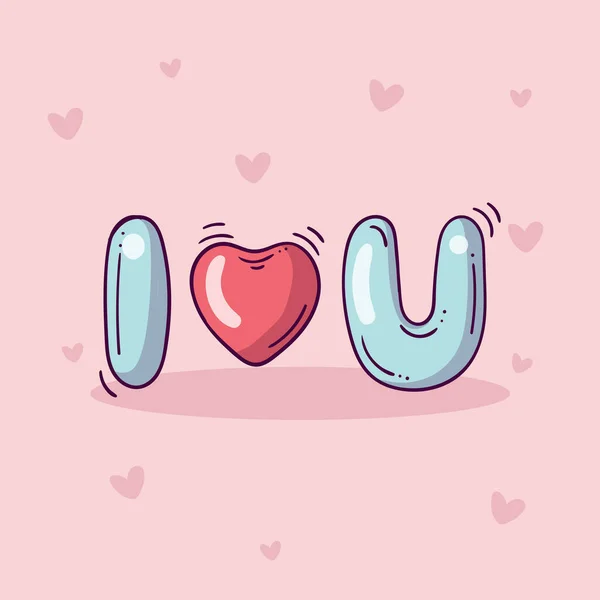 Aime Lettres Coeur Dans Style Doodle Sur Fond Rose Avec — Image vectorielle