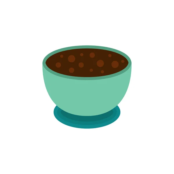 泡のホットチョコレートとラウンドブルーカップ コーヒー ホットチョコレート スープのカップ 白地に隔離されたベクトル — ストックベクタ