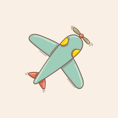 El çizimi mavi oyuncak uçak