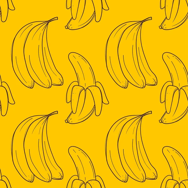 Padrão sem costura amarelo desenhado à mão com bananas no fundo branco —  Vetores de Stock