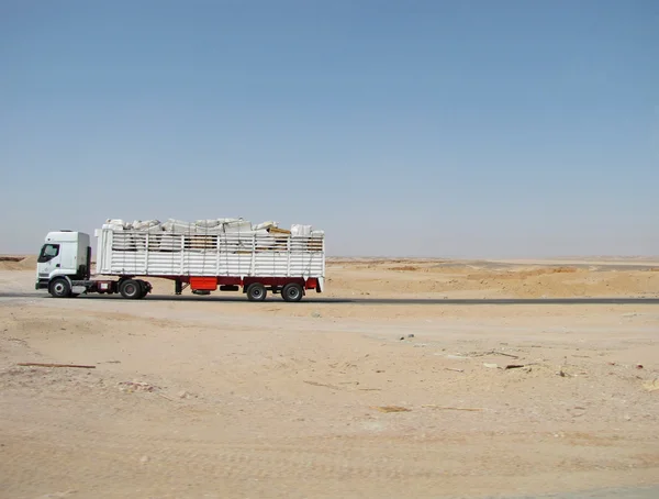 Грузовик на дороге в пустыне — стоковое фото