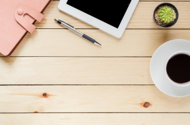 Kopya alanı ile ofis Resepsiyon Masa Üstten Görünüm