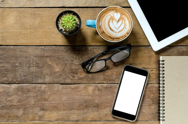 Office desk table top view with copy space — Stock Photo, Image