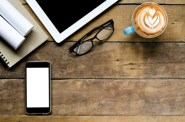 Desk work top view with copy space. — Stock Photo, Image