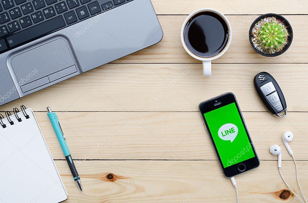 CHIANGMAI, THAILAND -JANUARY 25,2016:Screen shot of Line app showing on iPhone 5s. Line is a Japanese application for instant messaging on smartphones and computers.