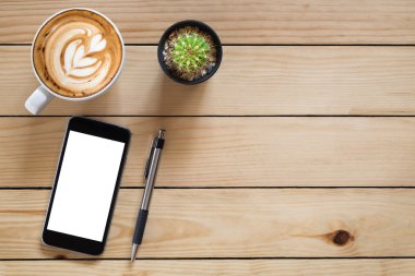 Office çalışma alanı boş ekran smartphone ile