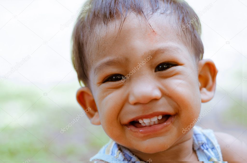 Smiling Face of Asian Boy (close up).