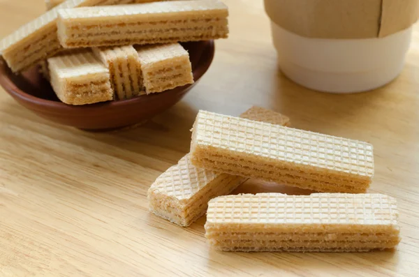 Vanilj mjölk Wafer är lätt mellanmål för koppla av tid. — Stockfoto