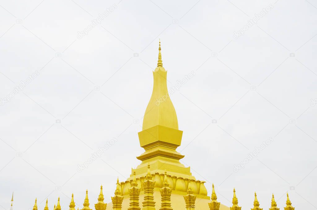 Pha That Luang (or Great Stupa) is The One Attractive Landmark of Vientiane City of Laos.