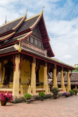 Antika Wat Sisaket Manastırı Vientiane Başkenti Laos 'un Dini Çekici Simgesidir..