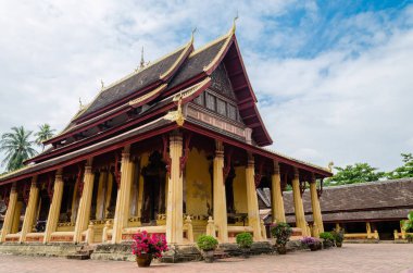 Antika Wat Sisaket Manastırı Vientiane Başkenti Laos 'un Dini Çekici Simgesidir..