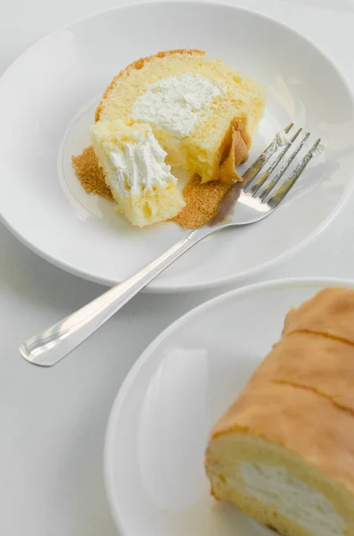 Vanille Cake Roll Für Die Pausenzeit — Stockfoto