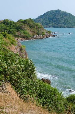 Tayland 'ın Chanthaburi eyaletinin kıyı şeridi manzarası..