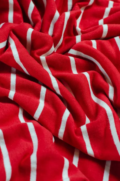 Textura Tecido Listrado Vermelho Branco — Fotografia de Stock