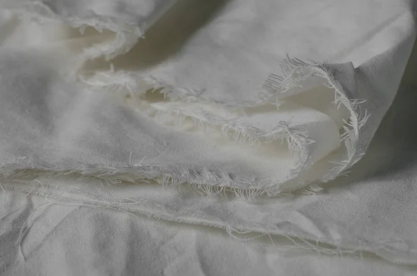 Textura Tecido Crumpled White Calico — Fotografia de Stock