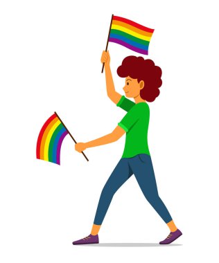 LGBT Hareketi için Gökkuşağı Bayrağı Tutun.