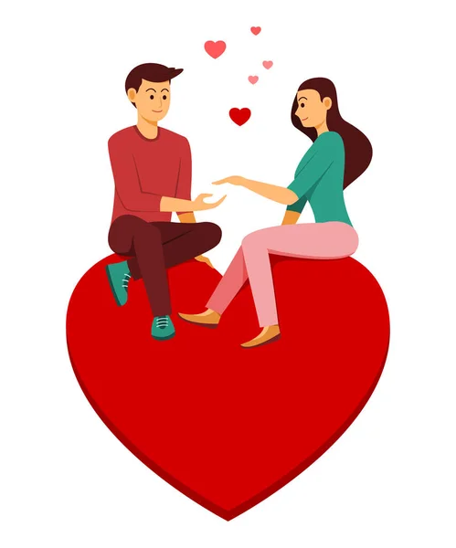 Aşık adam ve kadın büyük kalbe oturur aşkın sembolüdür..